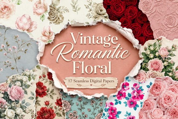 Download Vintage Romantic Floral Seamless Digital - Premium Resources
