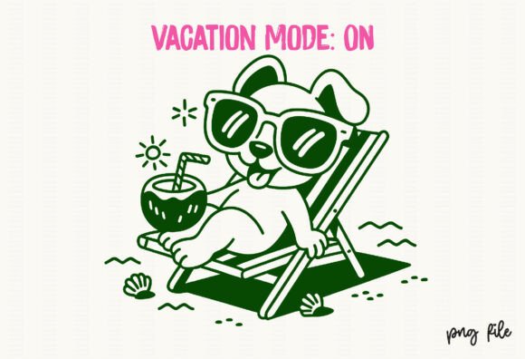 Download Cute Dog Vacation Mode Graphic Tee Png - Tee Collection