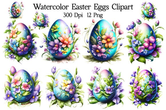 Download Watercolor Easter Eggs Clipart - Eggs Collection