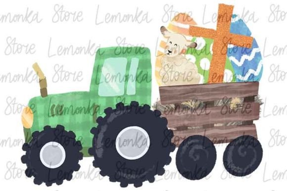 Download Easter Tractor with Eggs PNG Sublimation - Eggs Collection