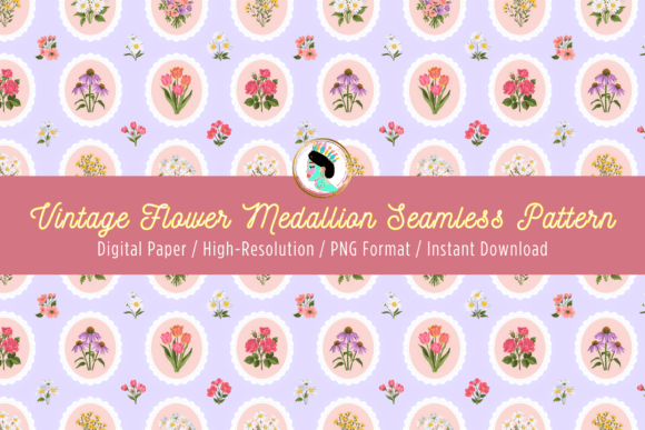 Download Pretty Flower Medallion Seamless Pattern - Premium Bundle