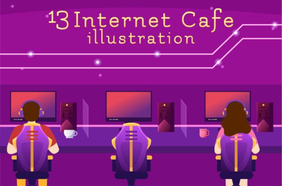 Download 13 Internet Cafe Illustration - Cafe illustration Collection