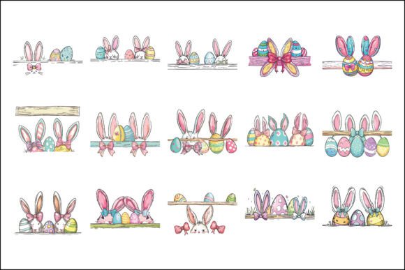 Download Cute Easter Bunny Ears and Eggs Clipart - Eggs Collection