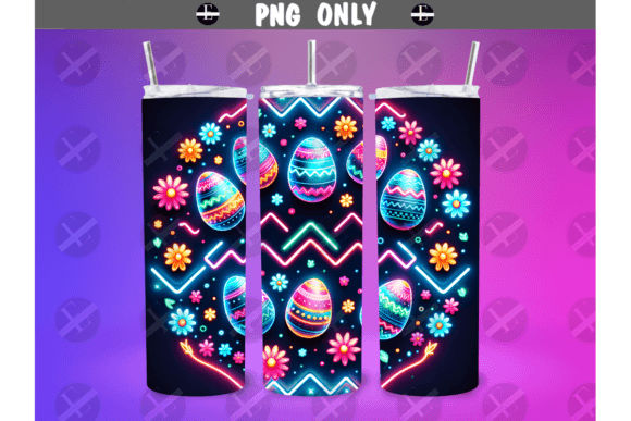Download Neon Easter Eggs &amp; Flowers Tumbler Wraps - Eggs Collection