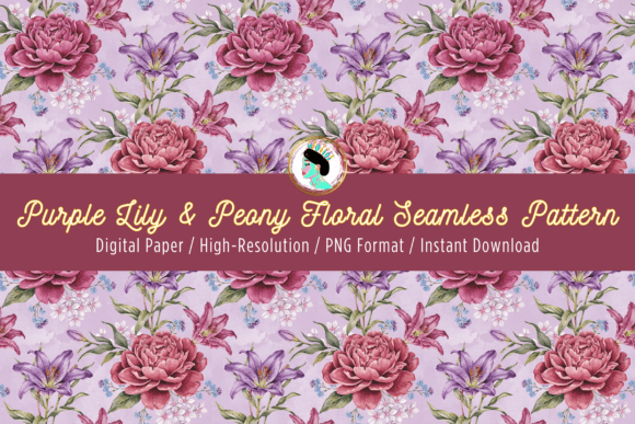 Download Lily Peony Floral Seamless Pattern PNG - Premium Resources