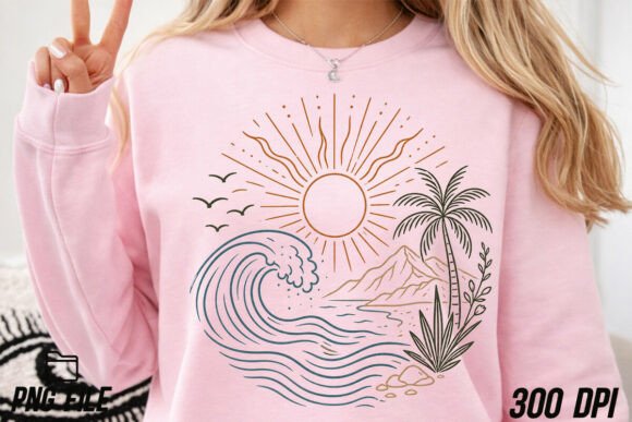 Download Boho Ocean Sun Tee, Nature Graphic Shirt - Tee Collection