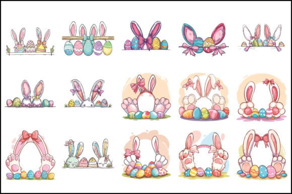 Download Cute Easter Bunny Ears and Eggs Clipart - Eggs Collection