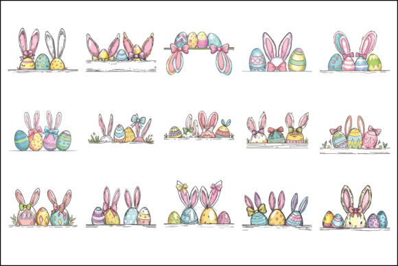 Download Cute Easter Bunny Ears and Eggs Clipart - Eggs Collection