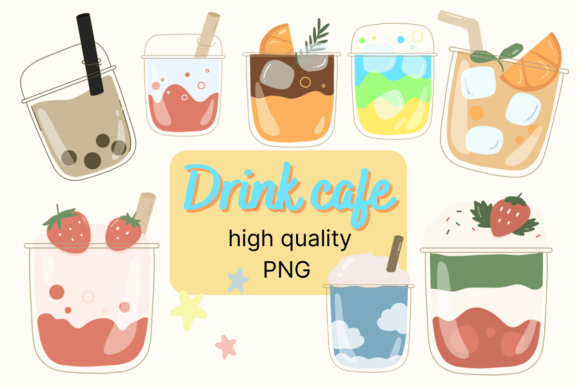 Download Drink Cafe Illustration Cute Set - Cafe illustration Collection