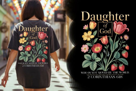 Download Daughter of God Floral Christian Tee - Tee Collection