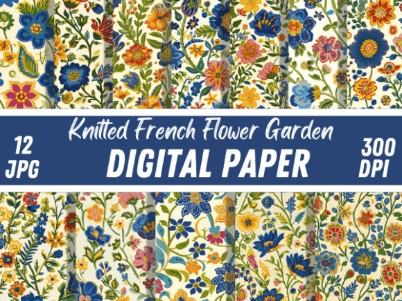 Download French Knitted Flower Fabric Pattern - Premium Bundle