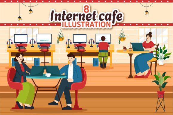 Download 8 Internet Cafe Illustration - Cafe illustration Collection