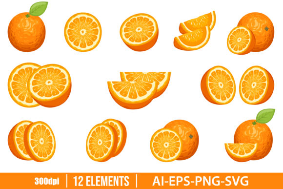 Download Delicious Orange Fruit Clipart Set - Delicious Collection
