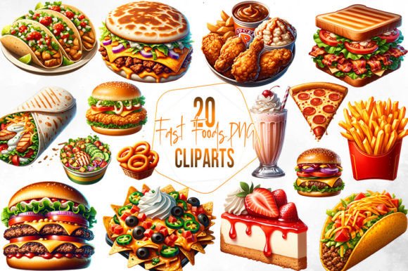 Download Delicious Fast Foods Watercolor Clipart - Delicious Collection